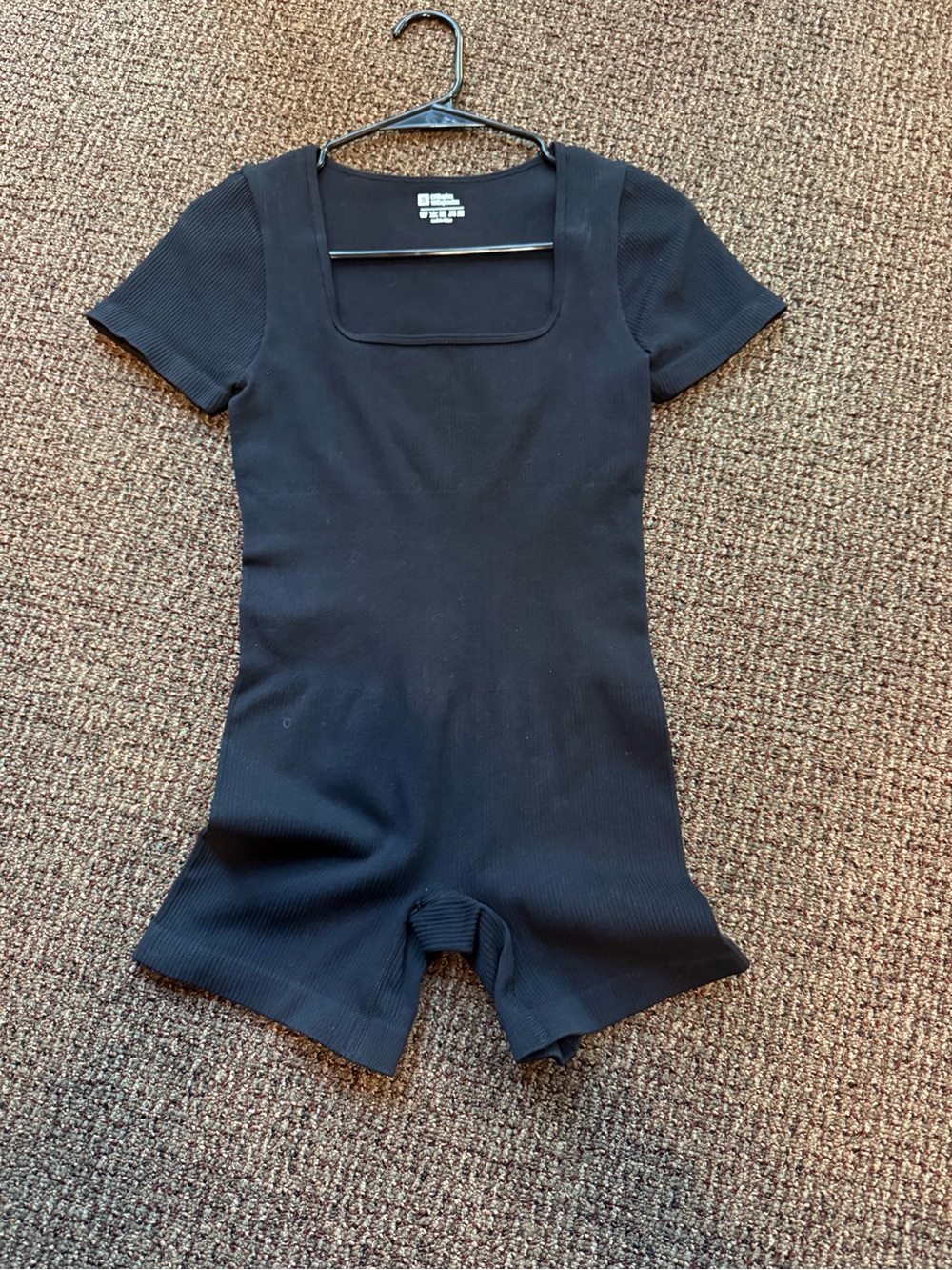 Women’s Black Ribbed Short Sleeve Romper
